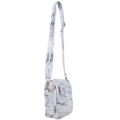 White Faux Marble Shoulder Strap Belt Bag by Dushan