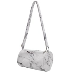 White Faux Marble Mini Cylinder Bag by Dushan