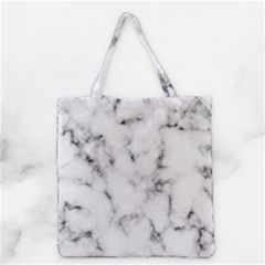 White Faux Marble Texture  Grocery Tote Bag by Dushan