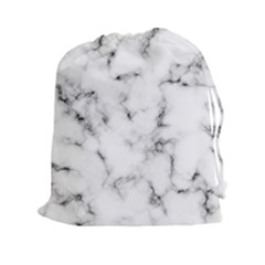 White Faux Marble Texture  Drawstring Pouch (2xl) by Dushan