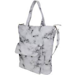 White Faux Marble Texture  Shoulder Tote Bag by Dushan