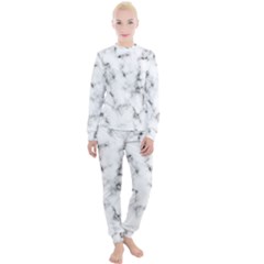 White Faux Marble Texture  Women s Lounge Set by Dushan