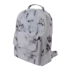 White Faux Marble Texture  Flap Pocket Backpack (large) by Dushan