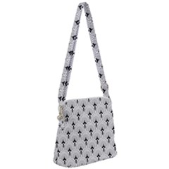 Black And White Art-deco Pattern Zipper Messenger Bag by Dushan