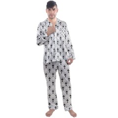 Black And White Art-deco Pattern Men s Long Sleeve Satin Pyjamas Set by Dushan