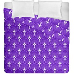 White And Purple Art-deco Pattern Duvet Cover Double Side (king Size) by Dushan