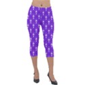 White and purple art-deco pattern Lightweight Velour Capri Leggings  View1