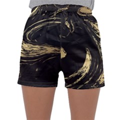 Black And Gold Marble Sleepwear Shorts by Dushan