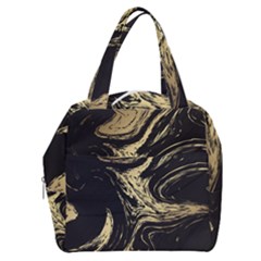 Black And Gold Marble Boxy Hand Bag by Dushan