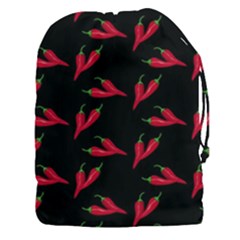 Red, Hot Jalapeno Peppers, Chilli Pepper Pattern At Black, Spicy Drawstring Pouch (3xl) by Casemiro