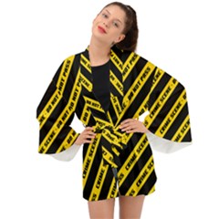 Warning Colors Yellow And Black - Police No Entrance 2 Long Sleeve Kimono by DinzDas