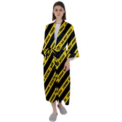 Warning Colors Yellow And Black - Police No Entrance 2 Maxi Satin Kimono by DinzDas