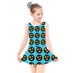 005 - Ugly Smiley With Horror Face - Scary Smiley Kids  Skater Dress Swimsuit by DinzDas