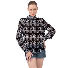 Mountain Bike - Mtb - Hardtail And Dirt Jump 2 High Neck Long Sleeve Chiffon Top by DinzDas