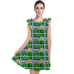 Game Over Karate And Gaming - Pixel Martial Arts Tie Up Tunic Dress by DinzDas