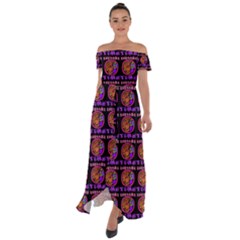 Inka Cultur Animal - Animals And Occult Religion Off Shoulder Open Front Chiffon Dress by DinzDas