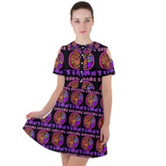 Inka Cultur Animal - Animals And Occult Religion Short Sleeve Shoulder Cut Out Dress  by DinzDas