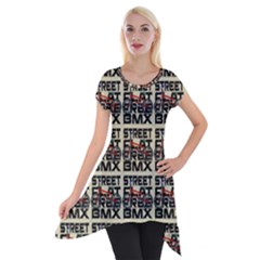 Bmx And Street Style - Urban Cycling Culture Short Sleeve Side Drop Tunic by DinzDas