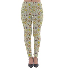 Abstract Flowers And Circle Lightweight Velour Leggings by DinzDas