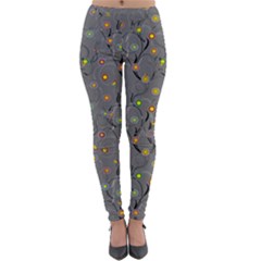 Abstract Flowers And Circle Lightweight Velour Leggings by DinzDas