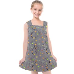 Abstract Flowers And Circle Kids  Cross Back Dress by DinzDas