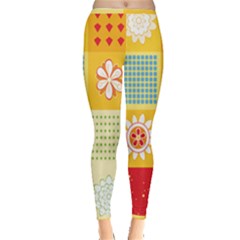 Abstract Flowers And Circle Inside Out Leggings by DinzDas