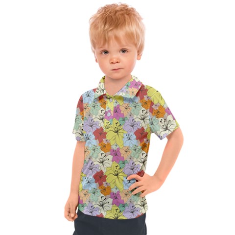 Abstract Flowers And Circle Kids  Polo Tee by DinzDas