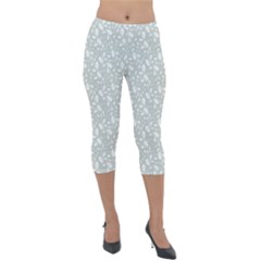 Abstract Flowers And Circle Lightweight Velour Capri Leggings  by DinzDas