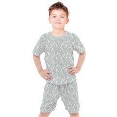 Abstract Flowers And Circle Kids  Tee And Shorts Set by DinzDas