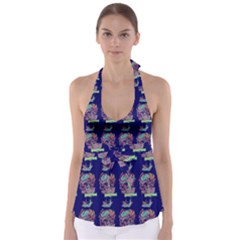 Jaw Dropping Horror Hippie Skull Babydoll Tankini Top by DinzDas