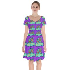 Jaw Dropping Comic Big Bang Poof Short Sleeve Bardot Dress by DinzDas