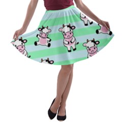 Cow Pattern A-line Skater Skirt by designsbymallika