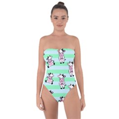 Cow Pattern Tie Back One Piece Swimsuit by designsbymallika