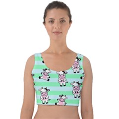 Cow Pattern Velvet Crop Top by designsbymallika