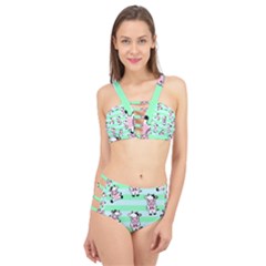 Cow Pattern Cage Up Bikini Set by designsbymallika