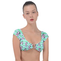 Cow Pattern Cap Sleeve Ring Bikini Top by designsbymallika