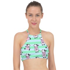 Cow Pattern Racer Front Bikini Top by designsbymallika