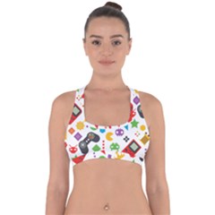 Gamer Cross Back Hipster Bikini Top  by designsbymallika