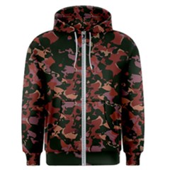 Red Dark Camo Abstract Print Men s Zipper Hoodie by dflcprintsclothing