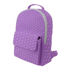 White Polka Dot Pastel Purple Background, Pink Color Vintage Dotted Pattern Flap Pocket Backpack (large) by Casemiro