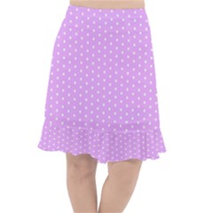 White Polka Dot Pastel Purple Background, Pink Color Vintage Dotted Pattern Fishtail Chiffon Skirt by Casemiro