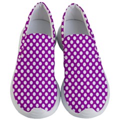 White And Purple, Polka Dots, Retro, Vintage Dotted Pattern Women s Lightweight Slip Ons by Casemiro