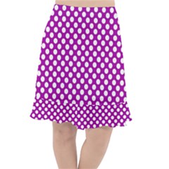 White And Purple, Polka Dots, Retro, Vintage Dotted Pattern Fishtail Chiffon Skirt by Casemiro