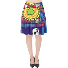 Circus Ghosts Digital Velvet High Waist Skirt by snowwhitegirl