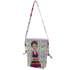 Tan Swimmer Flowerwall Folding Shoulder Bag by snowwhitegirl