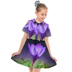 Floral Nature Kids  Short Sleeve Shirt Dress by Sparkle