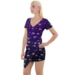 Stars Short Sleeve Asymmetric Mini Dress by Sparkle