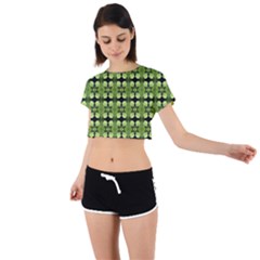 Digital Pattern Tie Back Short Sleeve Crop Tee by Sparkle