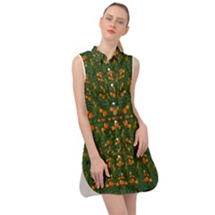 Sakura Tulips Giving Fruit In The Festive Temple Forest Sleeveless Shirt Dress by pepitasart