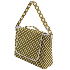 Gold Polka Dots Patterm, Retro Style Dotted Pattern, Classic White Circles Box Up Messenger Bag by Casemiro